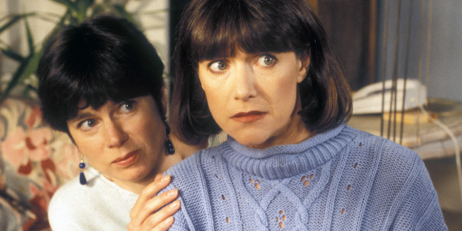 2point4 Children. Image shows from L to R: Rona (Julia Hills), Bill (Belinda Lang). Copyright: BBC