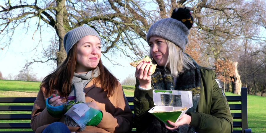 Acting Up. Image shows from L to R: Nikki (Catherine Lamb), Emily (Jordan Baker)