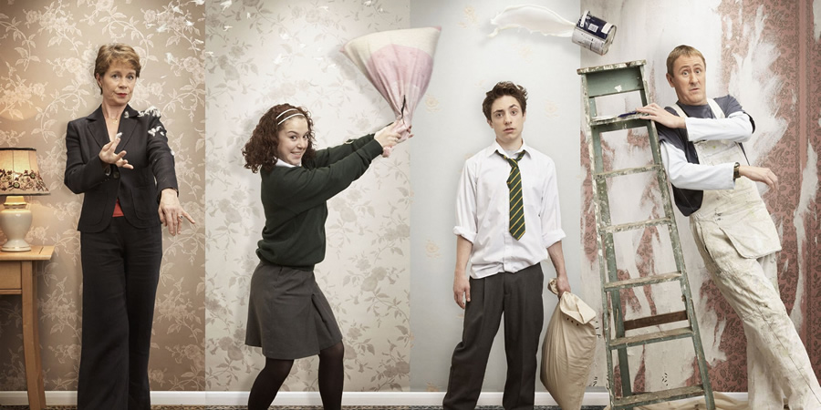 After You've Gone. Image shows from L to R: Diana Neal (Celia Imrie), Molly Venables (Dani Harmer), Alex Venables (Ryan Sampson), Jimmy Venables (Nicholas Lyndhurst)