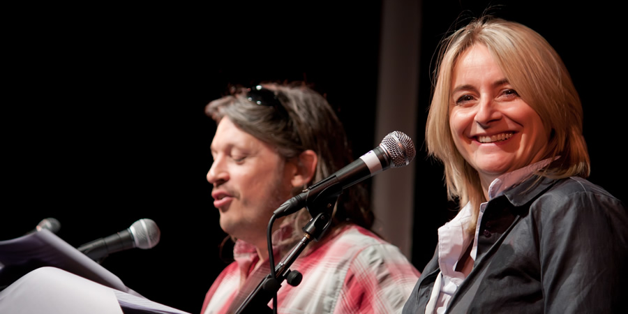 AITOM. Image shows from L to R: Richard Herring, Emma Kennedy. Copyright: Mat Ricardo