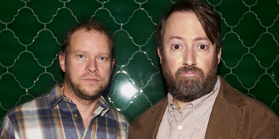 Back. Image shows from L to R: Andrew (Robert Webb), Stephen (David Mitchell)