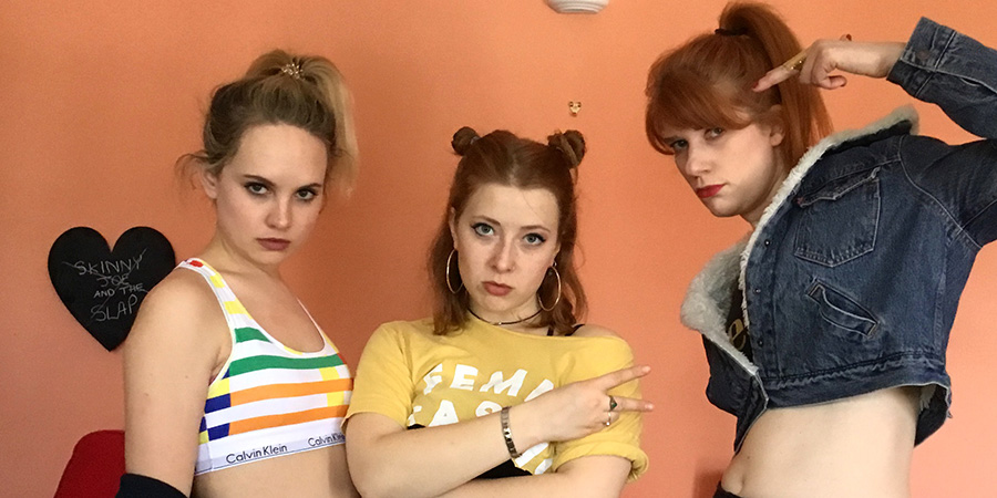 The Band Formerly Known As. Image shows from L to R: Paige (Meaghan Martin), Kerouac (Sabrina Parker), Tessa (Laura Evelyn)