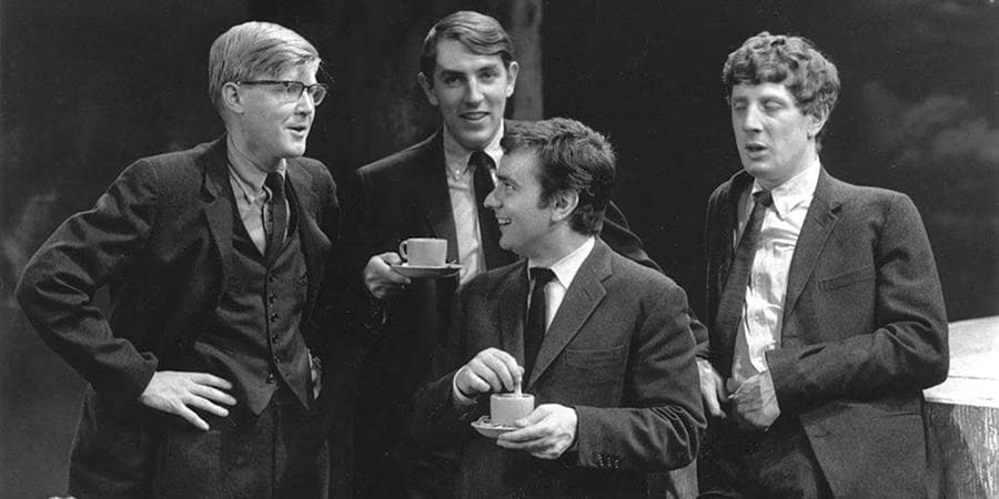 Beyond The Fringe. Image shows from L to R: Alan Bennett, Peter Cook, Dudley Moore, Jonathan Miller. Copyright: BBC
