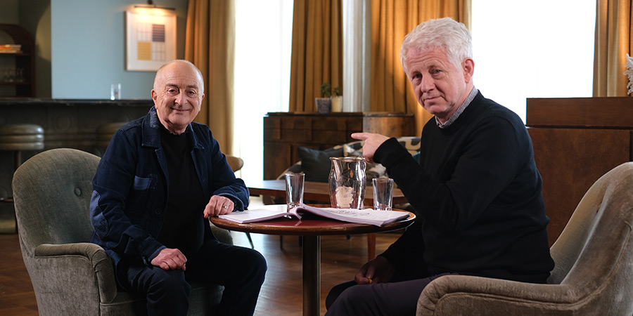 Blackadder: The Lost Pilot. Image shows left to right: Tony Robinson, Richard Curtis