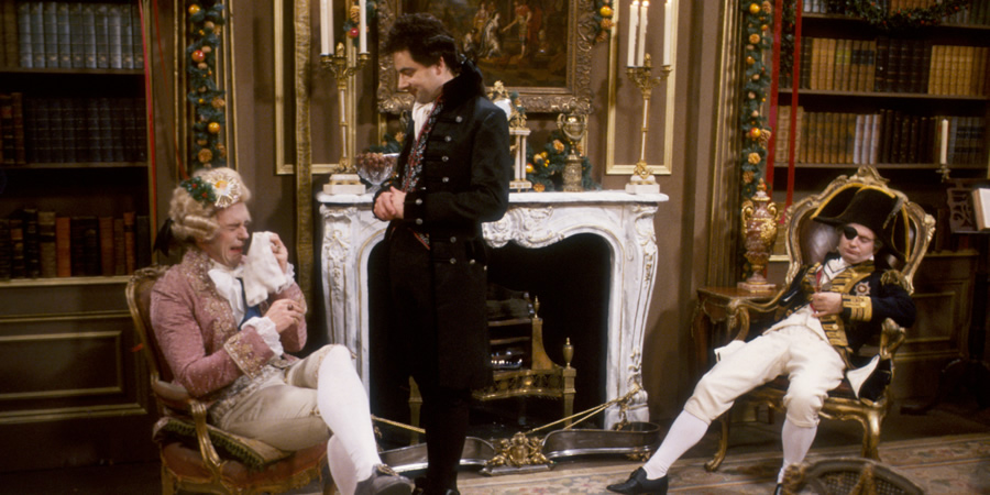 Blackadder. Image shows from L to R: Prince Regent (Hugh Laurie), Mr. Edmund Blackadder, Esquire (Rowan Atkinson)