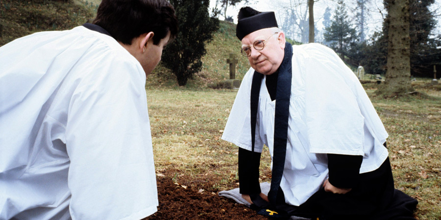 Bless Me, Father. Image shows from L to R: Father Neil Boyd (Daniel Abineri), Father Charles Clement Duddleswell (Arthur Lowe). Copyright: London Weekend Television