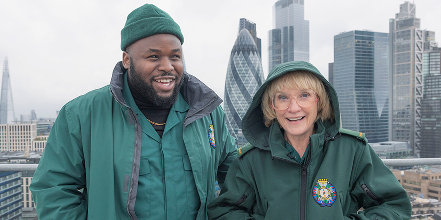 Bloods. Image shows from L to R: Maleek (Samson Kayo), Wendy (Jane Horrocks). Copyright: Roughcut Television