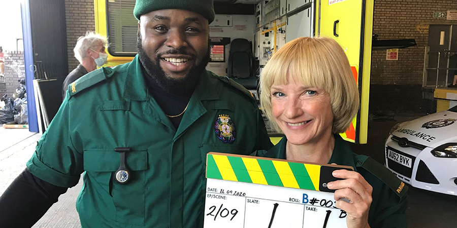 Bloods. Image shows from L to R: Maleek (Samson Kayo), Wendy (Jane Horrocks). Copyright: Roughcut Television