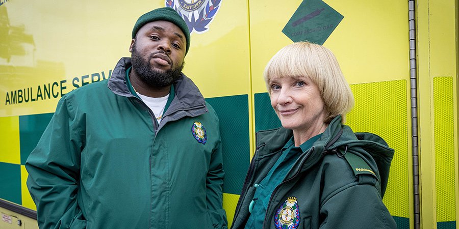 Bloods. Image shows from L to R: Maleek (Samson Kayo), Wendy (Jane Horrocks). Copyright: Roughcut Television