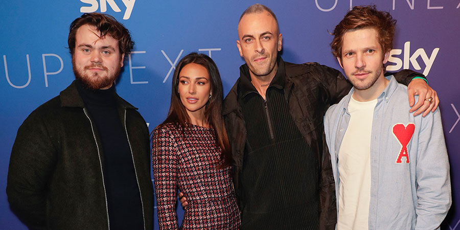 Sky TV, Up Next Event, Wednesday 12 February, Tate Modern. Image shows from L to R: Cardi (Tom Hanson), Erin (Michelle Keegan), Vinnie (Joe Gilgun), Dylan (Damien Molony). Copyright: Sky