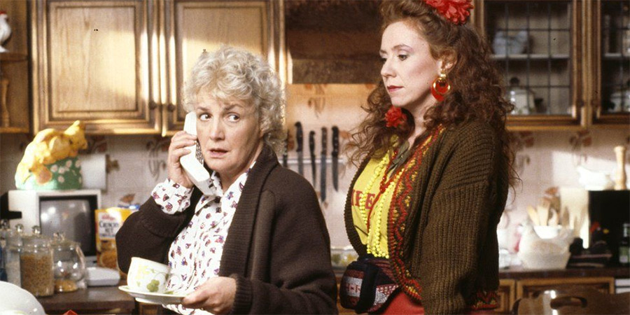 Bread. Image shows left to right: Nellie Boswell (Jean Boht), Aveline Boswell (Melanie Hill)