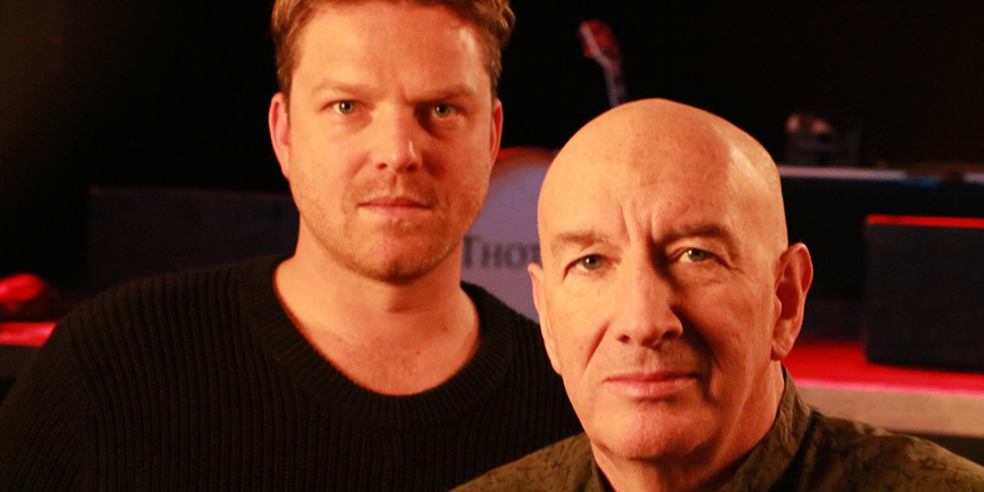 Brian Pern. Image shows from L to R: Rhys Thomas, Brian Pern (Simon Day). Copyright: BBC