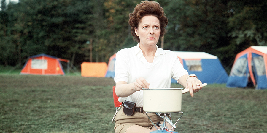 Carry On Camping. Harriet Potter (Betty Marsden). Credit: ITV