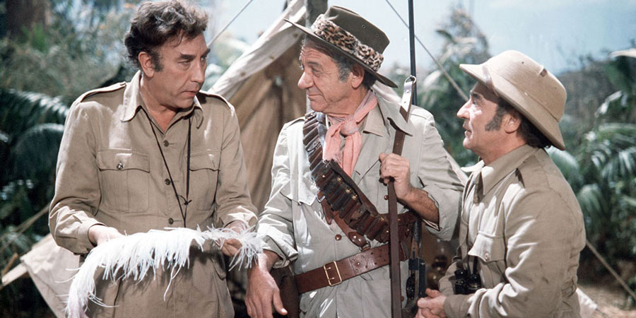 Carry On Up The Jungle. Image shows from L to R: Prof. Inigo Tinkle (Frankie Howerd), Bill Boosey (Sid James), Claude Chumley (Kenneth Connor). Copyright: Rank Organisation / Peter Rogers Productions