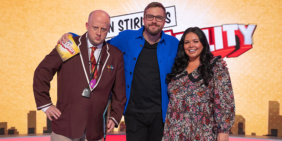 CelebAbility. Image shows from L to R: Marek Larwood, Iain Stirling, Scarlett Moffatt