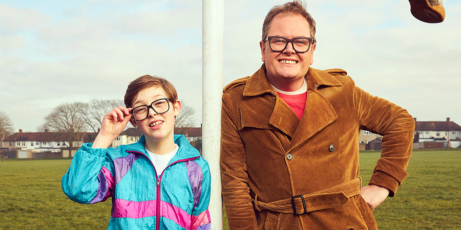Changing Ends. Image shows left to right: Young Alan Carr (Oliver Savell), Present Day Alan (Alan Carr)