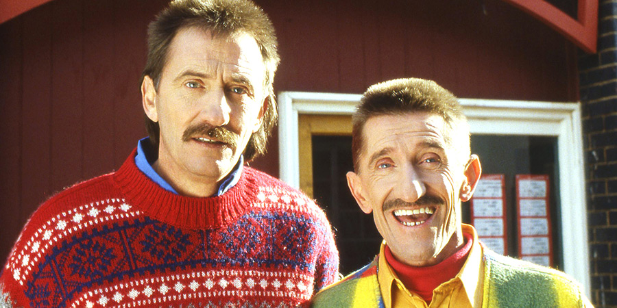 ChuckleVision. Image shows left to right: Paul Chuckle (Paul Elliott), Barry Chuckle (Barry Elliott)