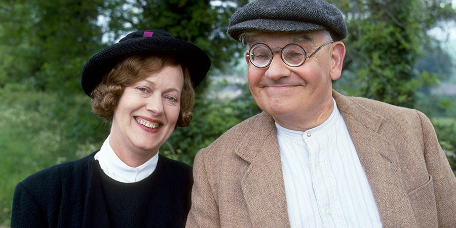 Clarence. Image shows left to right: Jane Travers (Josephine Tewson), Clarence Sale (Ronnie Barker). Credit: BBC