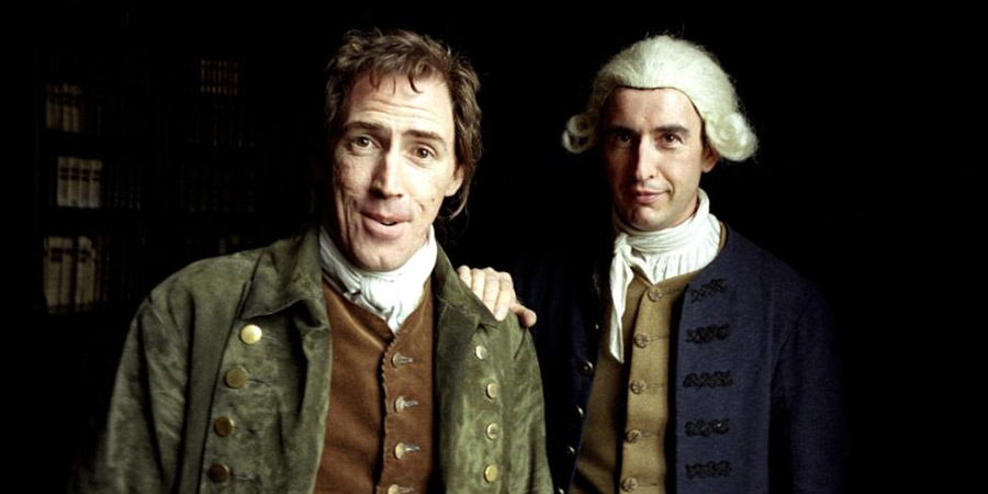 A Cock And Bull Story. Image shows left to right: Rob Brydon - Toby Shandy (Rob Brydon), Steve Coogan - Tristram Shandy & Walter Shandy (Steve Coogan)