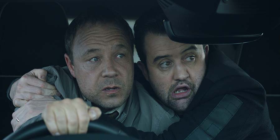 Code 404. Image shows from L to R: DI Roy Carver (Stephen Graham), DI John Major (Daniel Mays)