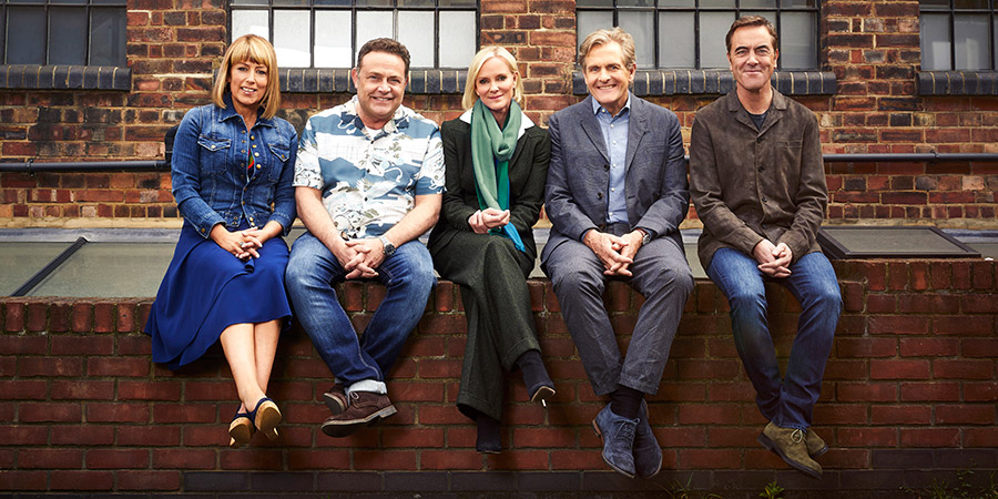 Cold Feet. Image shows from L to R: Jenny Gifford (Fay Ripley), Pete Gifford (John Thomson), Karen Marsden (Hermione Norris), David Marsden (Robert Bathurst), Adam Williams (James Nesbitt). Copyright: ITV Studios