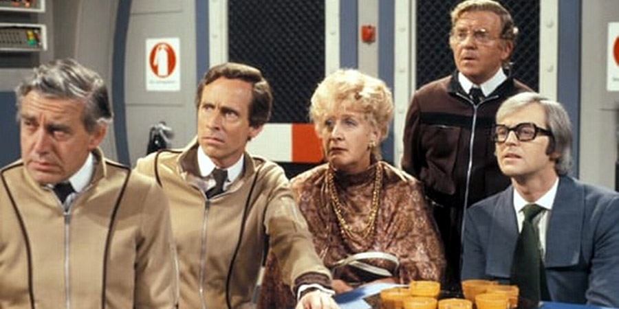 Come Back Mrs. Noah. Image shows from L to R: Carstairs (Donald Hewlett), Fanshaw (Michael Knowles), Mrs Gertrude Noah (Mollie Sugden), Garstang (Joe Black), Clive Cunliffe (Ian Lavender). Copyright: BBC