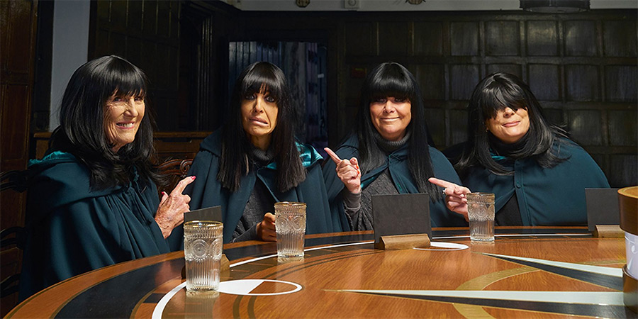 The Traitors. Image shows left to right: Mary Berry, Claudia Winkleman, Dawn French, Jennifer Saunders