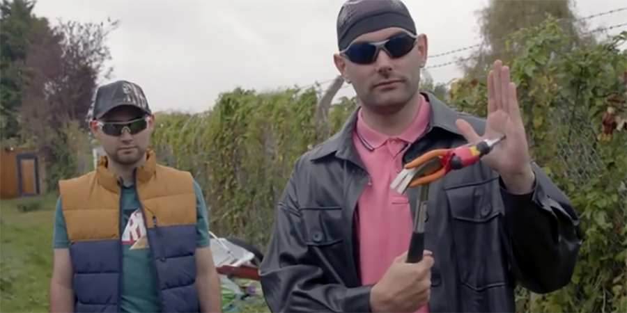 Community Patrol. Image shows from L to R: Mitchell Martin (Fin Addison), Rodney Martin (Barney Addison)