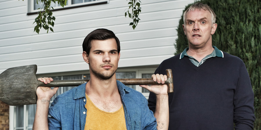 Cuckoo. Image shows from L to R: Dale (Taylor Lautner), Ken (Greg Davies). Copyright: Roughcut Television