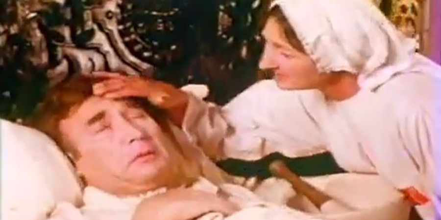 Cucumber Castle. Image shows left to right: Dying King (Frankie Howerd), Nurse Sarah Charles Bottom (Pat Coombs)