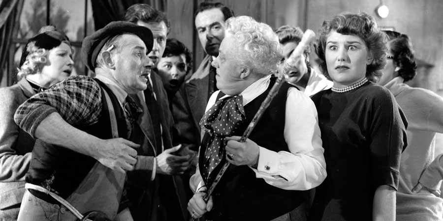 Curtain Up. Image shows from L to R: George (Charles Lamb), Catherine Beckwith (Margaret Rutherford), Daphne (Charlotte Mitchell). Copyright: Rank Organisation / ITV Studios