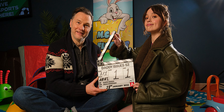 Daddy Issues. Image shows left to right: Malcolm (David Morrissey), Gemma (Aimee Lou Wood)