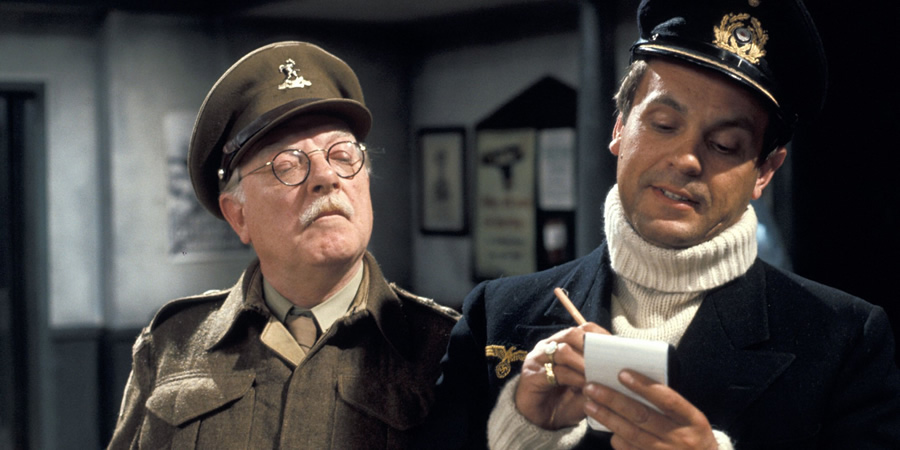 Dad's Army. Image shows from L to R: Captain Mainwaring (Arthur Lowe), U Boat Captain (Philip Madoc). Copyright: BBC