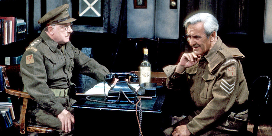 Dad's Army. Image shows from L to R: Captain Mainwaring (Arthur Lowe), Sergeant Wilson (John Le Mesurier)