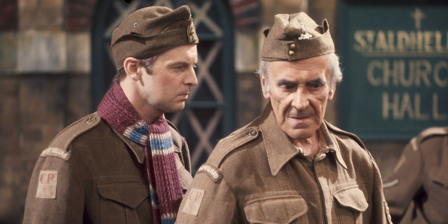 Dad's Army. Image shows from L to R: Private Pike (Ian Lavender), Sergeant Wilson (John Le Mesurier). Copyright: BBC