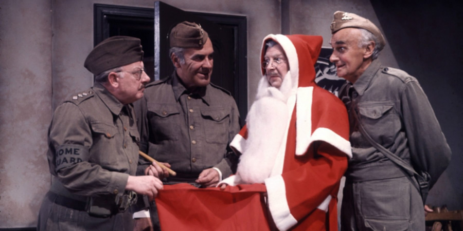 Dad's Army. Image shows from L to R: Captain Mainwaring (Arthur Lowe), Sergeant Wilson (John Le Mesurier), Lance Corporal Jones (Clive Dunn), Private Frazer (John Laurie). Copyright: BBC