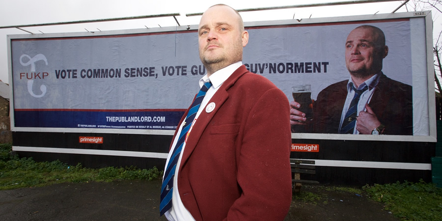 The Pub Landlord v Nigel Farage: The Battle For South Thanet. The Pub Landlord (Al Murray). Copyright: Liberty Bell