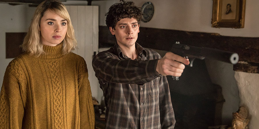 Dead In A Week (Or Your Money Back). Image shows from L to R: Ellie (Freya Mavor), William (Aneurin Barnard)