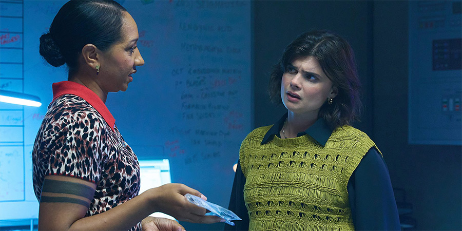 Death Valley. Image shows left to right: Baxter (Alexandria Riley), Janie Mallowan (Gwyneth Keyworth)