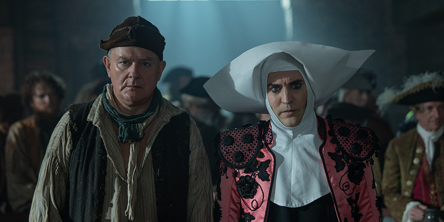 The Completely Made-Up Adventures Of Dick Turpin. Image shows left to right: Jonathan Wilde (Hugh Bonneville), Dick Turpin (Noel Fielding)