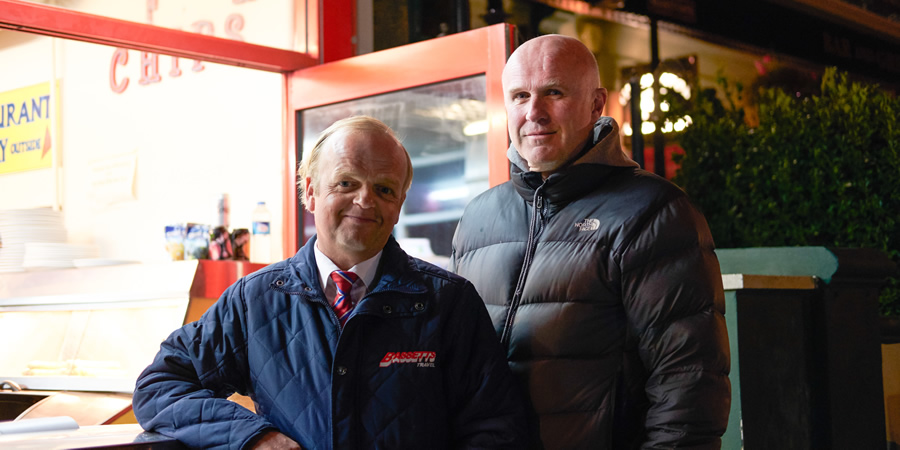 Don't Forget The Driver. Image shows from L to R: Peter Green (Toby Jones), Tim Crouch