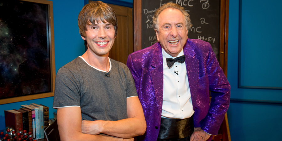 The Entire Universe. Image shows from L to R: Brian Cox, Eric Idle. Copyright: BBC / Guy Levy