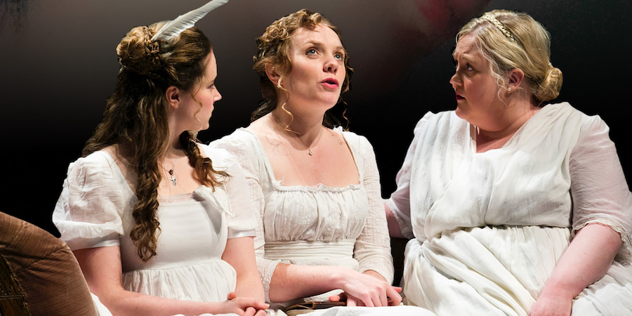 The Fair Intellectual Club. Image shows from L to R: Alison (Jessica Hardwick), Marjory (Samara Maclaren), Ishbel (Caroline Deyga). Copyright: ABsoLuTeLy Productions