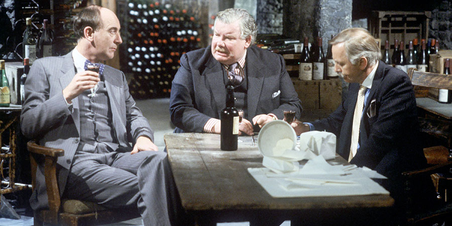 Ffizz. Image shows from L to R: Geoffrey Rawlins (Roger Brierley), Jack Mowbray (Richard Griffiths), Hugo Walker (Benjamin Whitrow). Copyright: Thames Television