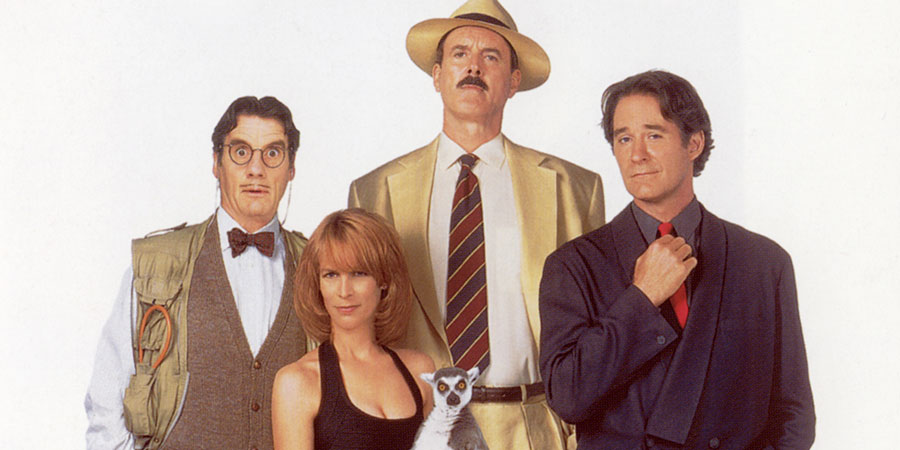 Fierce Creatures. Image shows from L to R: Adrian (Michael Palin), Willa Weston (Jamie Lee Curtis), Rollo Lee (John Cleese), Vince McCain (Kevin Kline)