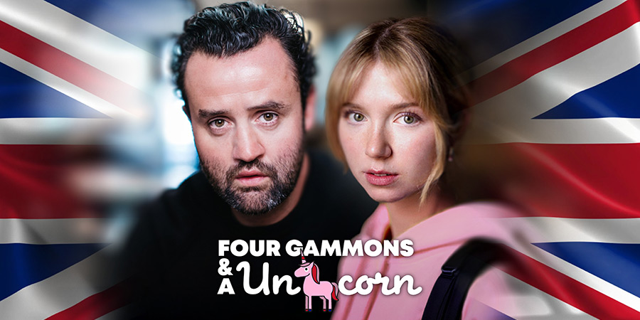 Four Gammons And A Unicorn. Image shows left to right: Mick (Daniel Mays), Imogen (Alyth Ross) Four Gammons And A Unicorn. Image shows left to right: Mick (Daniel Mays), Imogen (Alyth Ross)