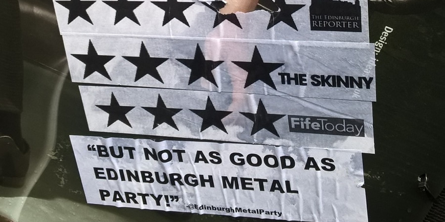 Edinburgh Metal Party quote on a poster