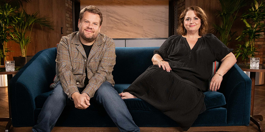 Gavin & Stacey. Image shows left to right: James Corden, Ruth Jones