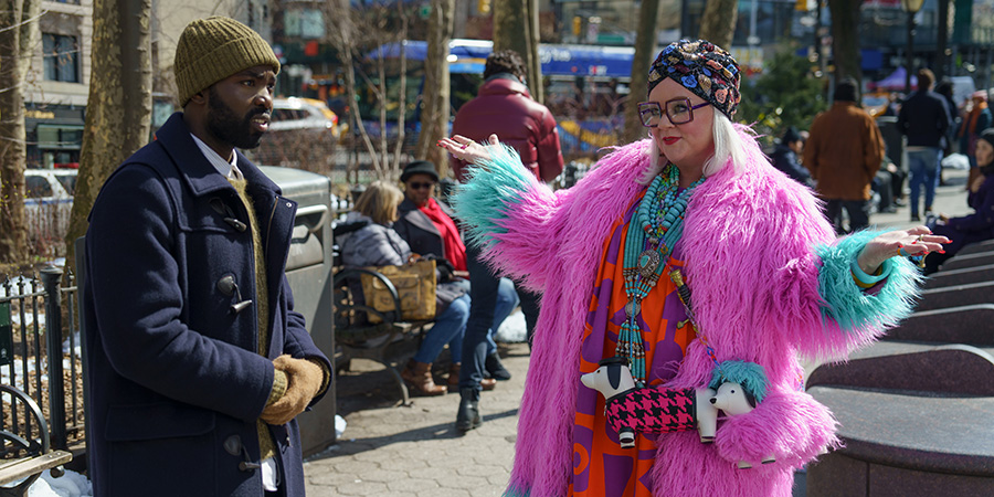 Genie. Image shows left to right: Bernard Bottle (Paapa Essiedu), Flora (Melissa McCarthy). Credit: Sky