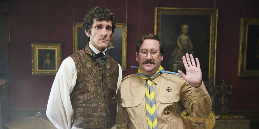 Ghosts. Image shows from L to R: Thomas (Mathew Baynton), Pat (Jim Howick). Copyright: Monumental Pictures